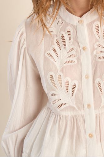 Long cotton shirt, broderie anglaise