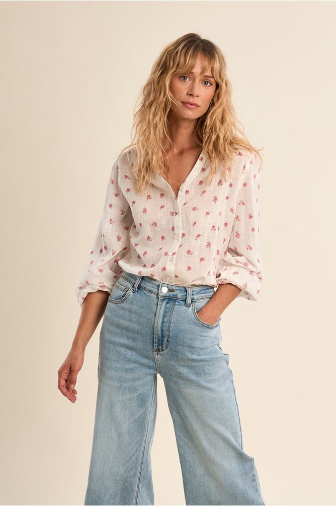 Chemisier en coton, fleuri