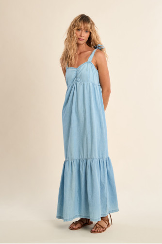 Robe longue à bretelles en coton