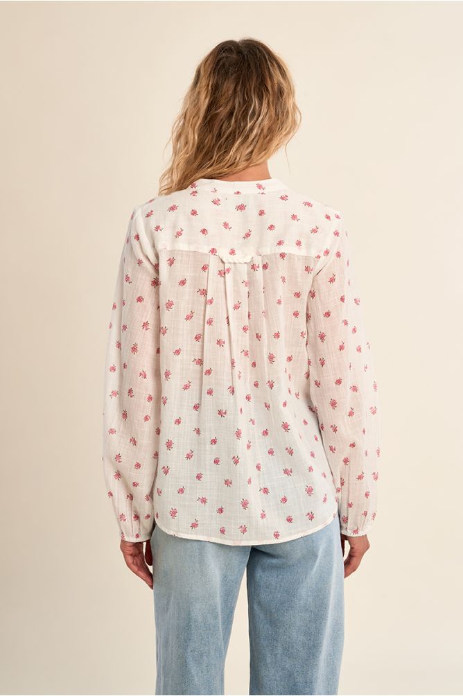 Camisa de mujer de manga larga, estampado flores.