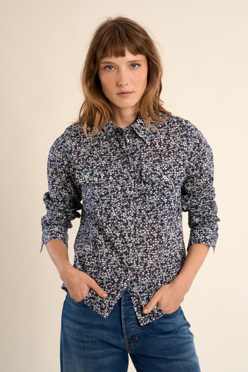 Printed cotton shirt, flap pockets