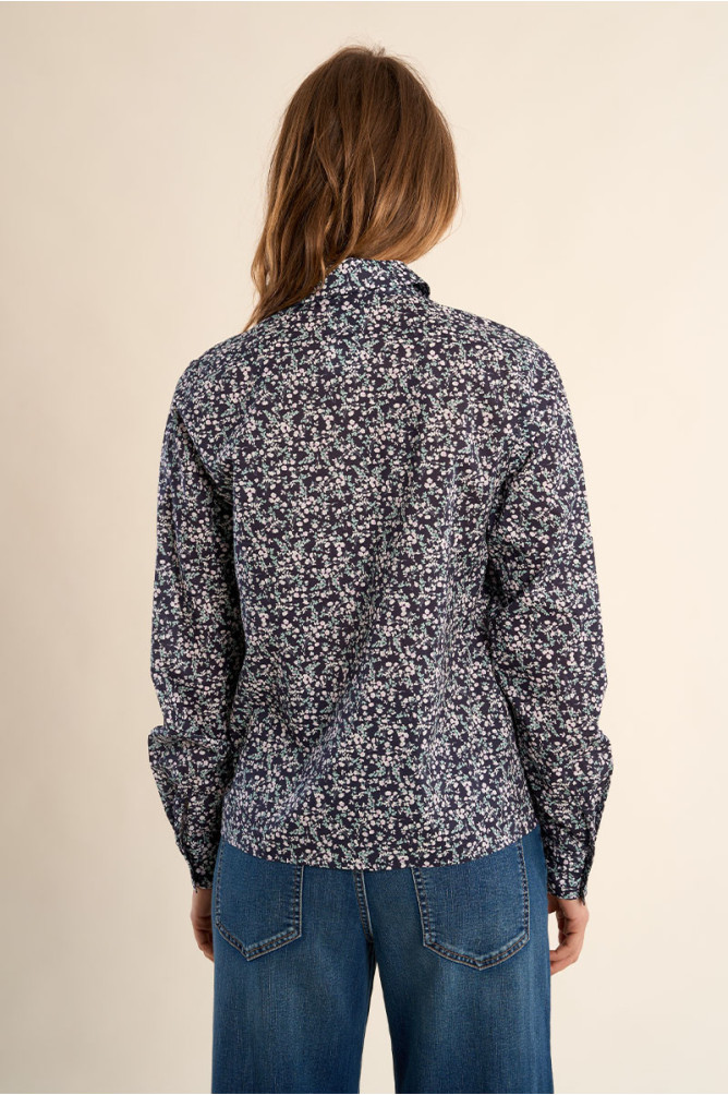 Printed cotton shirt, flap pockets