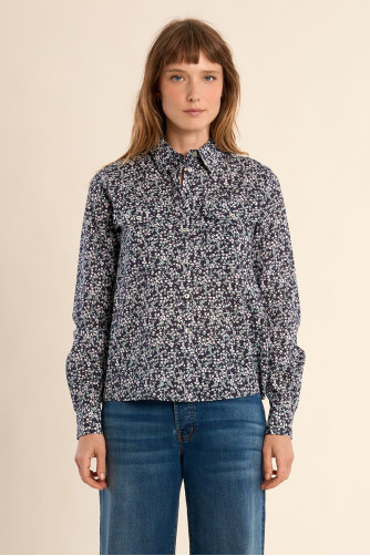 Chemise imprimée en coton, poches à rabats