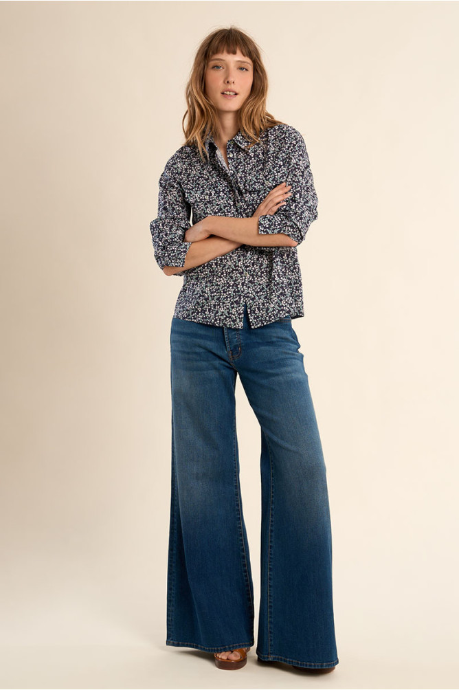 Chemise imprimée en coton, poches à rabats