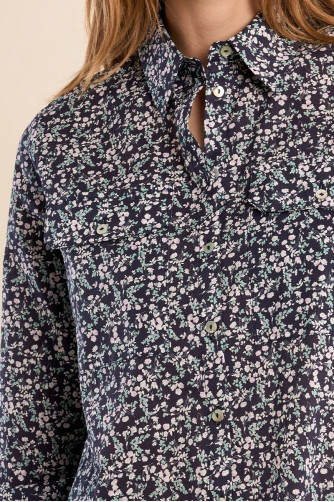 Chemise imprimée en coton, poches à rabats