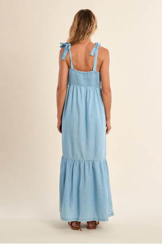 Robe longue à bretelles en coton