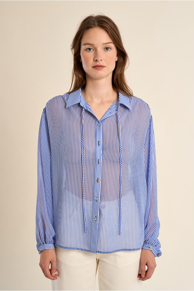 Camisa de mujer de manga larga, estampado rayas.