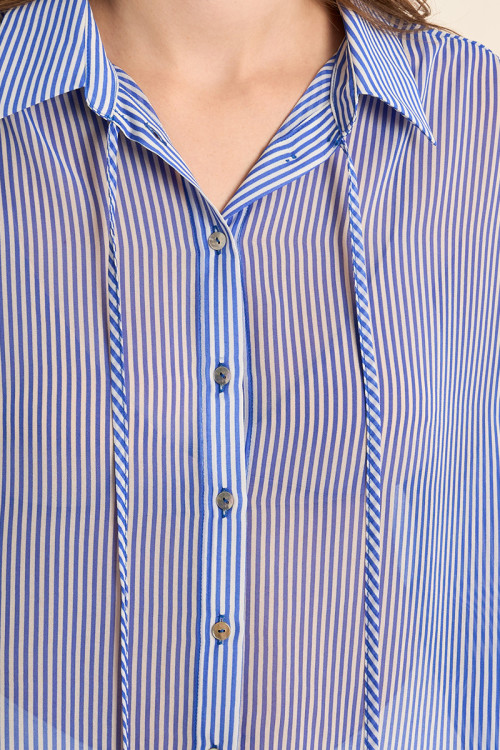 Camisa de mujer de manga larga, estampado rayas.