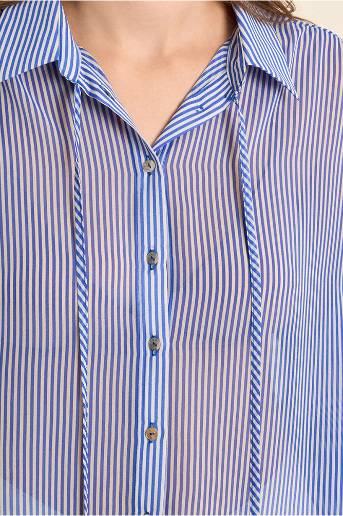 Camisa de mujer de manga larga, estampado rayas.