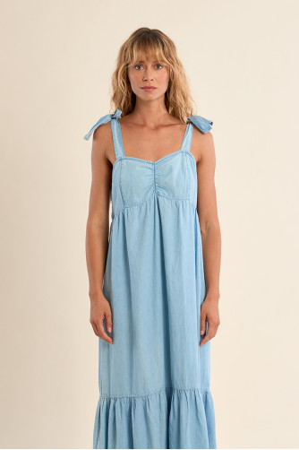 Robe longue à bretelles en coton