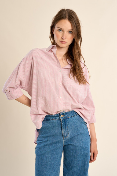 Chemise en coton, rayée