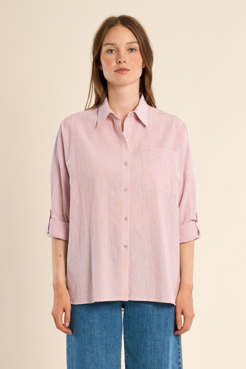 Camisa de mujer de manga larga ajustable, con estampado.