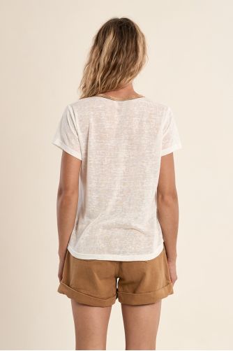 T-shirt col V, doré