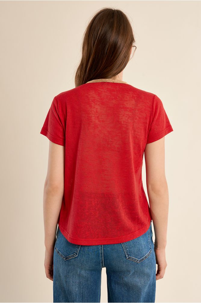 T-shirt col V, doré