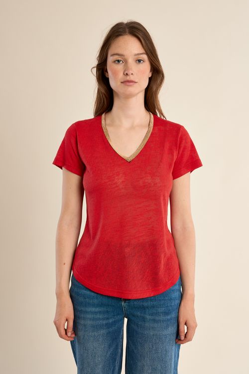 T-shirt col V, doré
