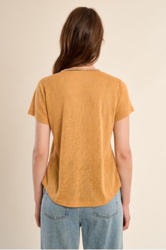 T-shirt col V, doré