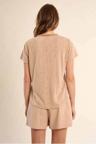 T-shirt col V, doré