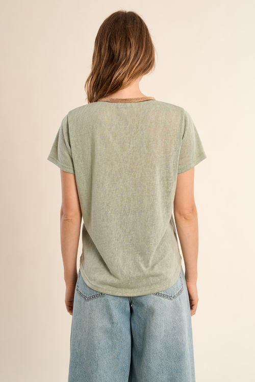 T-shirt col V, doré