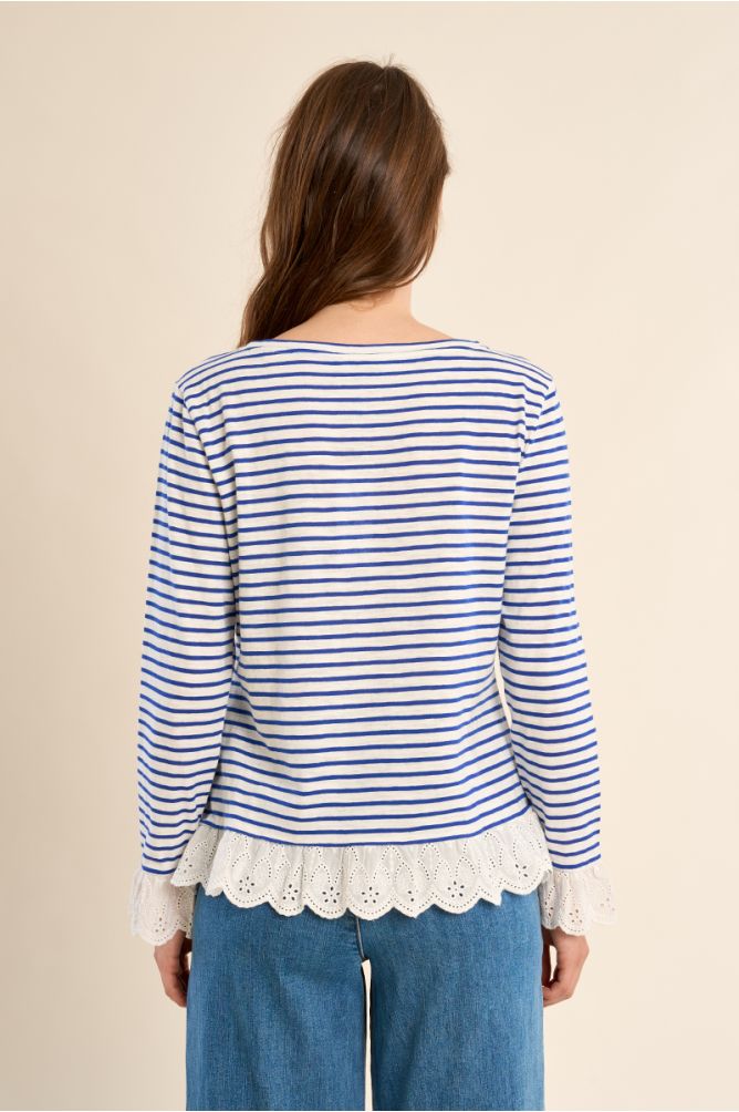 Camiseta de mujer de manga larga, estampado rayas.