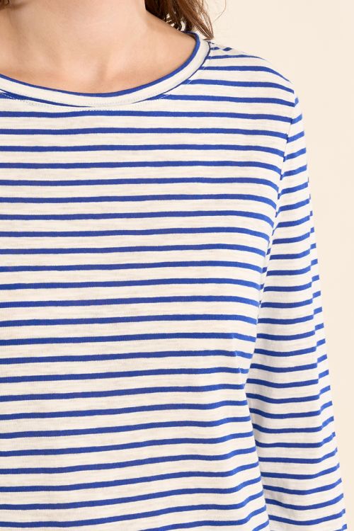 Camiseta de mujer de manga larga, estampado rayas.