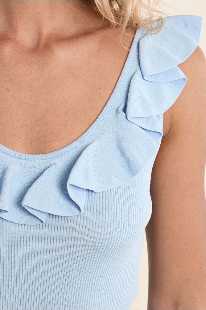 Débardeur col rond à volants