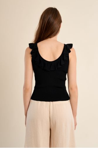 Débardeur col rond à volants