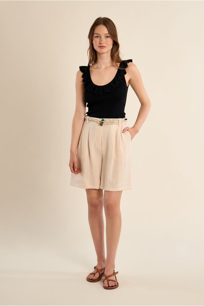 Débardeur col rond à volants