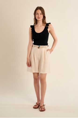 Débardeur col rond à volants