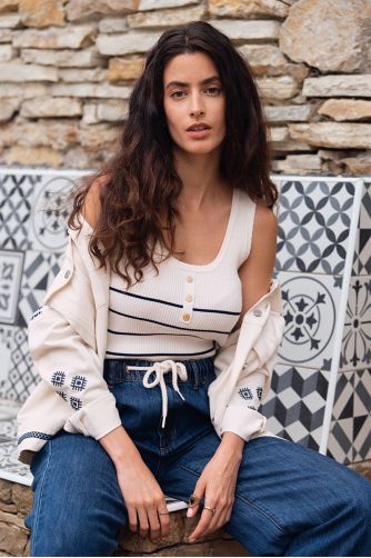 Ribbed sailor tank top