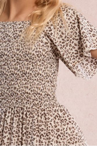 Robe à smocks, imprimé léopard