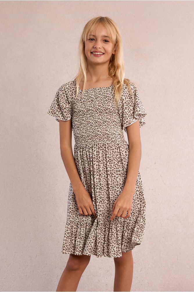 Robe à smocks, imprimé léopard