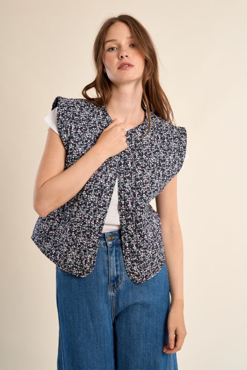 Chaleco de mujer, estampado flores.