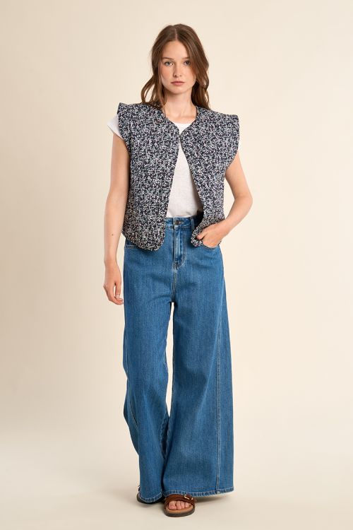 Chaleco de mujer, estampado flores.
