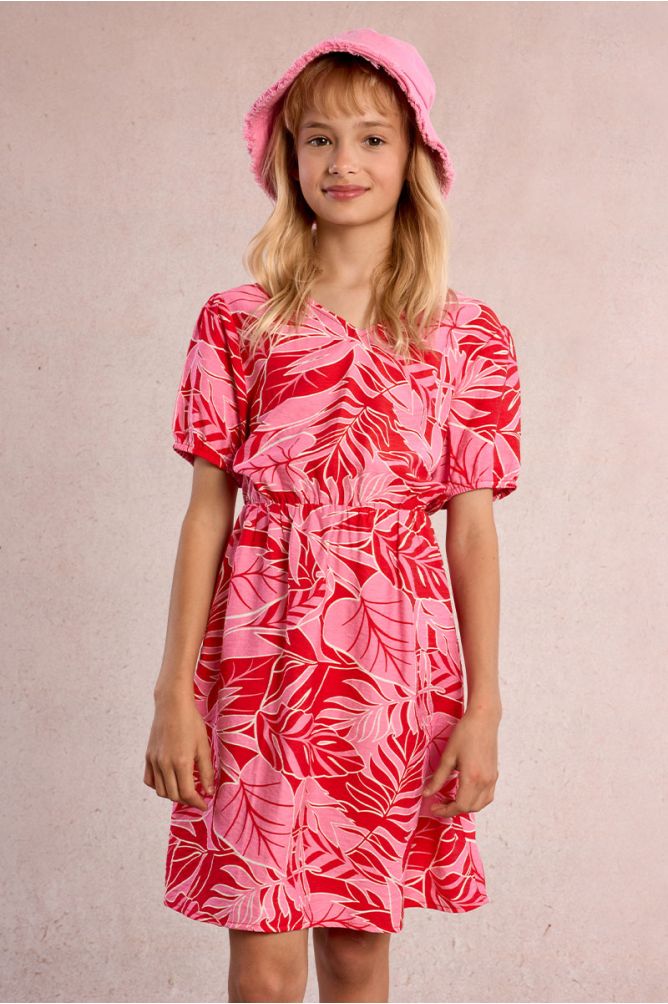 Printed dress, elasticated waist