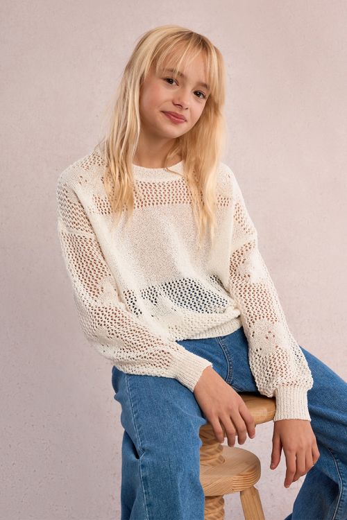 Pull en maille, motif fleur