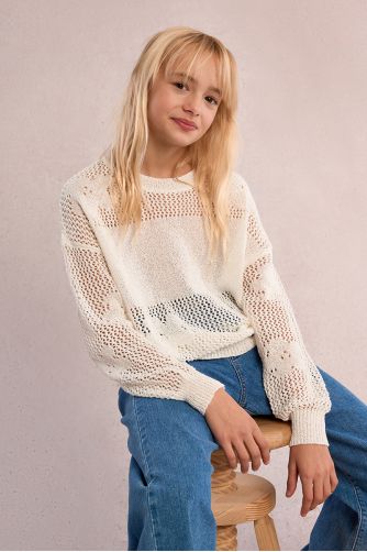 Pull en maille, motif fleur