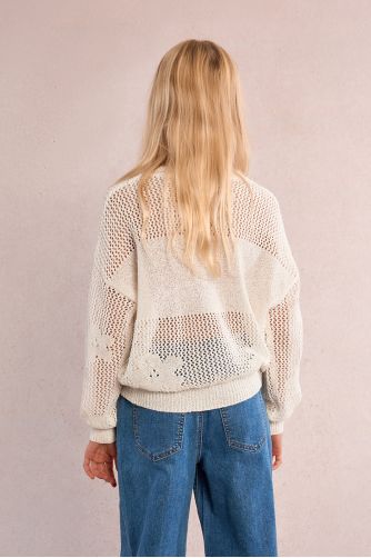 Pull en maille, motif fleur