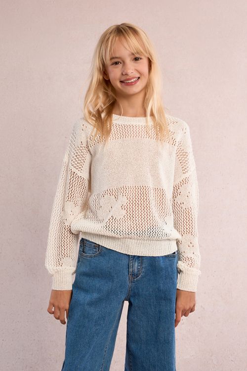 Knitted sweater, flower pattern