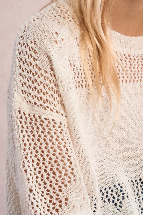 Pull en maille, motif fleur