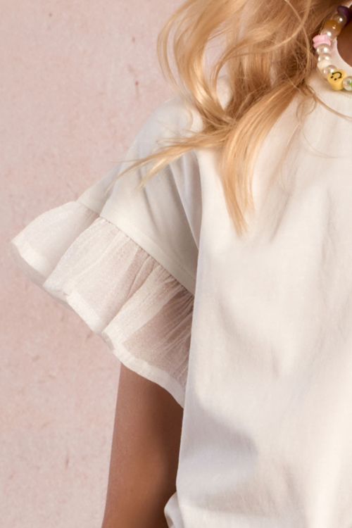 Ruffle sleeve T-shirt