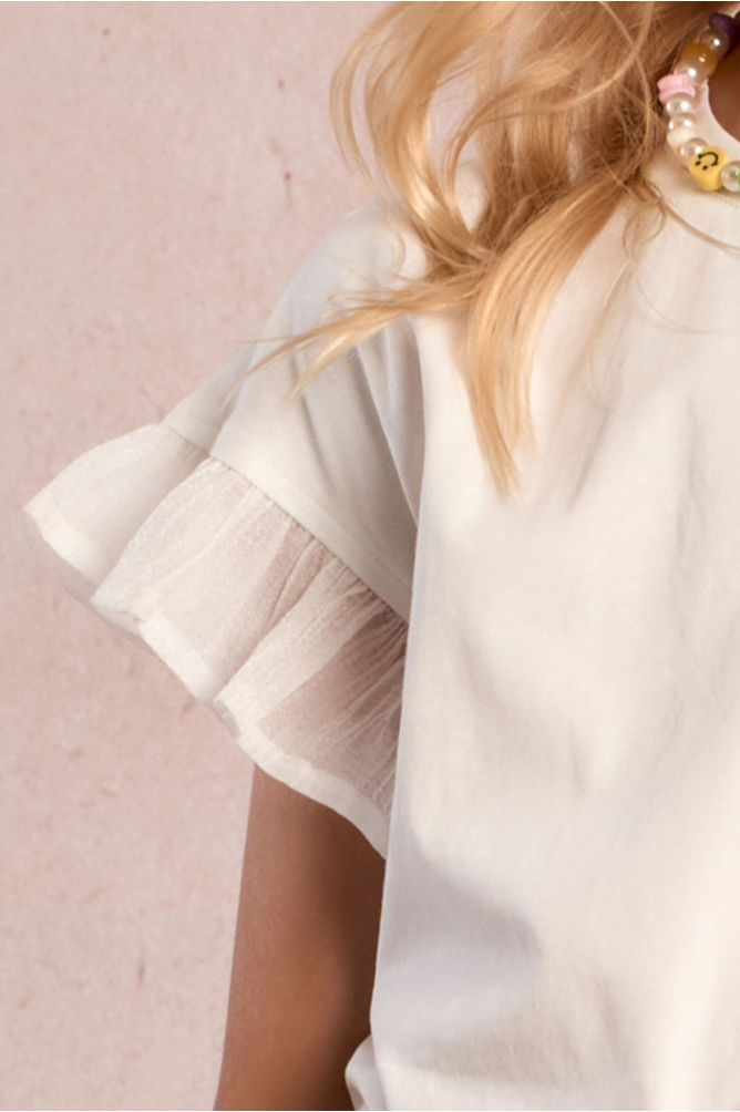 Ruffle sleeve T-shirt