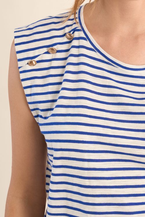 T-shirt marinière en coton avec boutons dorés