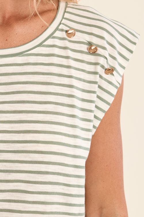 Camiseta de mujer de manga corta, estampado rayas.