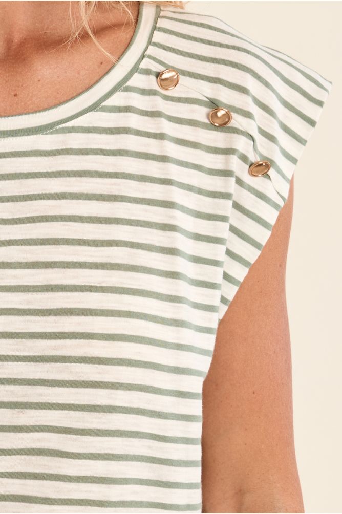 Cotton sailor t-shirt with gold buttons