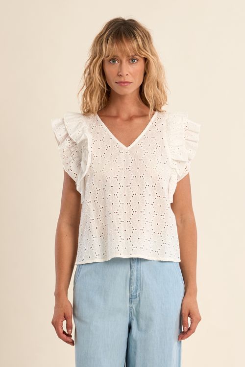Cotton top, broderie anglaise