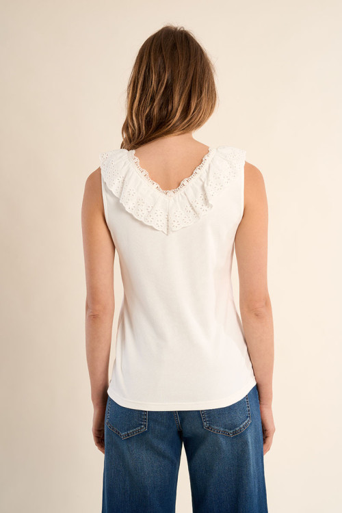 Débardeur, col en broderie anglaise