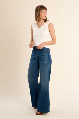 Tank top, broderie anglaise collar