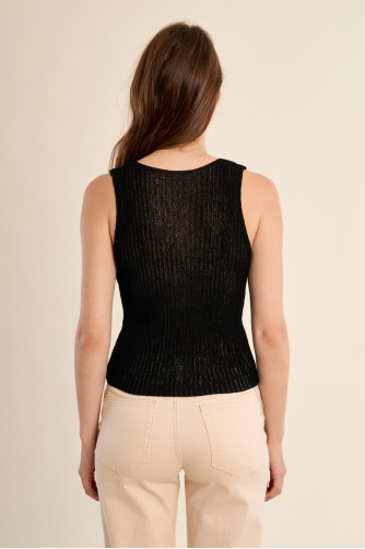 Openwork knit tank top
