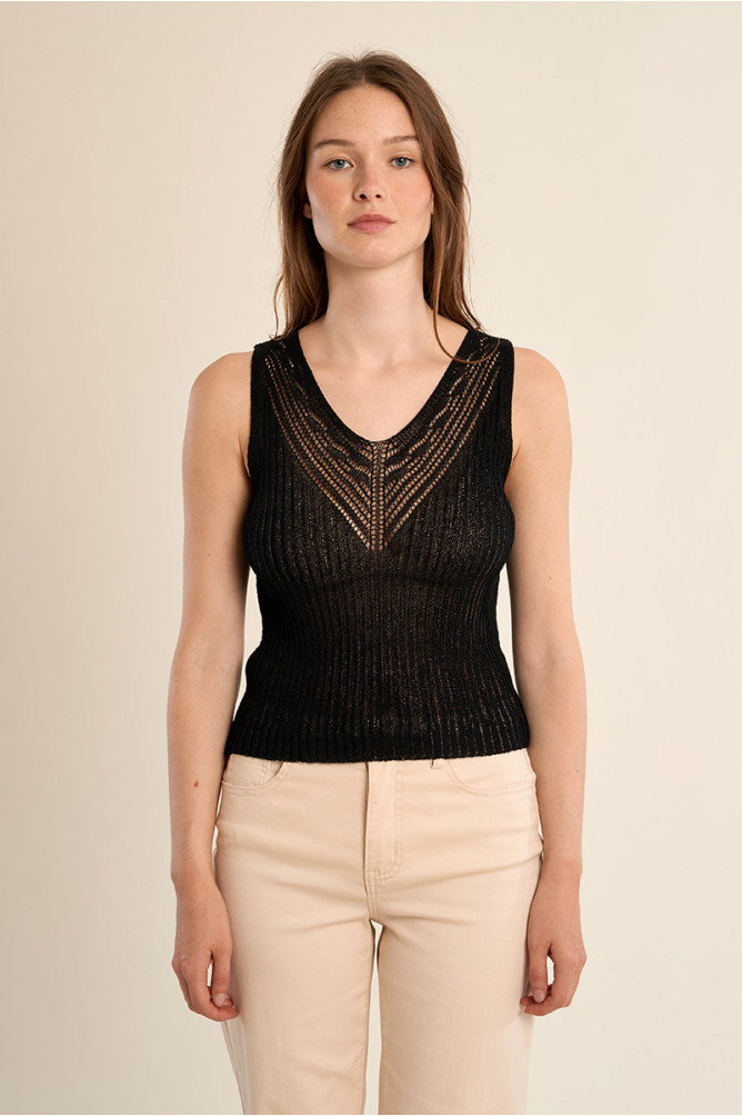 Openwork knit tank top