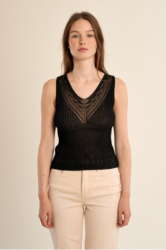 Openwork knit tank top
